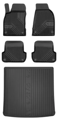 Productafbeelding van Rubberen automatten + kofferbakmat voor Audi A4 B7 2004-2008 (stationwagen) – 5-delig, zwart, op maat – Wielganizator