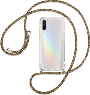 Produktbild von Handykette Backcover-Schutzhülle mit Band (Metall silberfarben) für Xiaomi Mi A3 / Mi CC9e - braun+beige