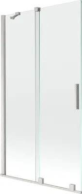 Image de Mexen Velar Écran de baignoire coulissant à 2 battants 100 x 150 cm, transparent, nickel brossé - 896-100-000-01-97
