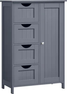 Produktbild von VASAGLE Badezimmerschrank, schmaler Badschrank, Beistellschrank, Kommode, mit 4 Schubladen, Schranktür, verstellbare Ablage