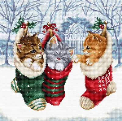 Produktbild von Letistitch Kreuzstich-Set „Schneekätzchen“, 24 x 24 cm