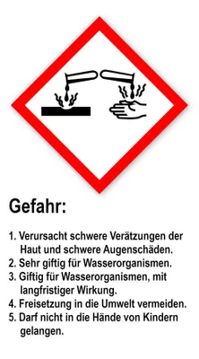 A hazard symbol and warning text.