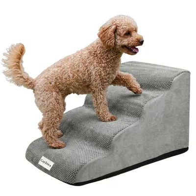 Produktbild von Caryota Hundetreppe 4 Stufen, 72 x 40 x 35 cm, Grau, waschbarer Bezug