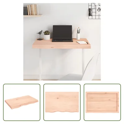 Produktbild von The Living Store Tischplatte 80x50x(2-6) cm Massivholz Eiche Unbehandelt