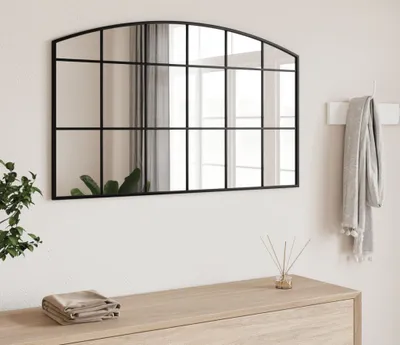 Produktbild von vidaXL Wandspiegel Schwarz 100x60 cm Gewölbt Eisen
