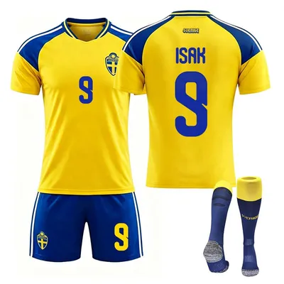 Obrázok produktu pre #9 ISAK Dres Švédska pre deti aj dospelých, domáci tím na Majstrovstvá sveta vo futbale 2026, VEĽKOSŤ:24