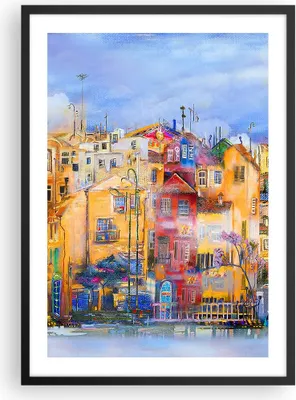Produktbild von Gerahmtes Poster - Schwarzer Rahmen - Altstadt Mietshaus - 50x70 cm - Wand Bild - Wanddeko - Wandbilder - Kunstposter - Wandposter - Bilderrahmen - Bilder - Kunstdruck - Wandbild - P2BPA50x70-3419