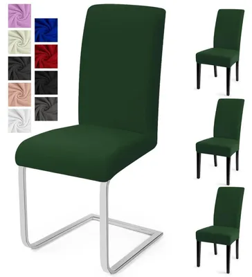 Produktbild von Stuhlhussen 4er Set Grün Stretch Waschbar Polyester Elasthan Universal