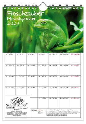 Produktbild von Froschzauber Frösche Planer DIN A4 Kalender für 2027 Frosch - Seelenzauber
