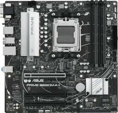 Produktbild von ASUS PRIME B650M-A II, AMD, Sockel AM5, AMD Ryzen™ 7, DDR5-SDRAM, 128 GB, DIMM