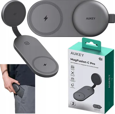 Zdjęcie produktu dla Ładowarka bezprzewodowa magnetyczna Qi2.2 3w1 AUKEY MagFusion C Pro 25W