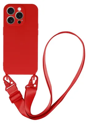 Productafbeelding van Beschermhoes met schouderband, compatibel met iPhone 15 Pro, design 2, rood