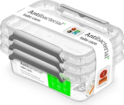 Produktbild von Aufbewahrungsbox Mit Deckel Antibakterielle Für Kühlschrank Organizer 3X 0,35 L