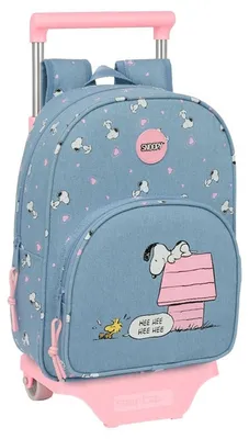 Productafbeelding van Safta Snoopy rugzak, 10 liter, 26x34x11 cm, met wielen, blauw. Geschikt voor kinderen, één maat