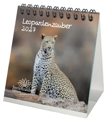 Produktbild von Leopardenzauber Tischkalender 10x10cm für 2027 Leopard Raubkatze - Seelenzauber