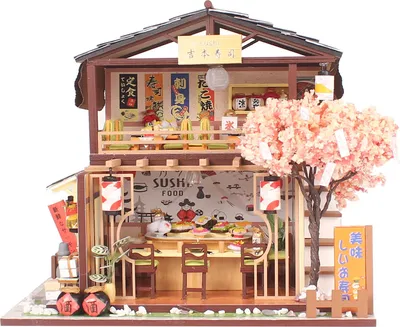 Produktbild von DIY Sushi Shop Model Holzkreativität Japanische LED -Assemblierung Schimmelspielspielzeug für Teenager Erwachsene