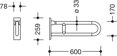 Produktbild von HEWI Stützklappgriff drehb. Ser 801, L:600mm, Stahlkern stahlblau