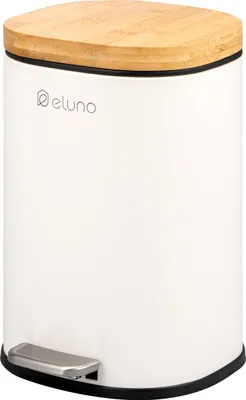 Image de eluno Seau à cosmétique FRAMURA, poubelle à pédale de 5 litres en métal blanc et bambou