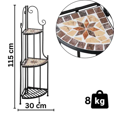 Produktbild von Kleines Eckregal stehend 115cm Pflanzenständer Outdoor Pflanzenregal Balkon Blumenregal Indoor Blumentreppe Metall Schwarz Plant Stand Pflanzentreppe Corner Shelf Blumenbank Kräuterregal Blumenständer