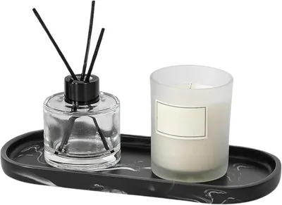 Produktbild von Kerzenplatte, Marmorlook, schwarz, für Wohnzimmer, dekorativ