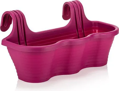 Zdjęcie produktu dla Zestaw 2 doniczek balkonowych Fuchsia 10 l, prostokątnych, z haczykami, trwałych i odpornych na promieniowanie UV, idealnych do ogrodów ziołowych