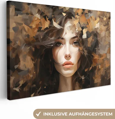 Produktbild von MuchoWow® - Leinwandbilder - Frau - Porträt - Abstrakt - Kunst, Wandbild, Wanddeko Bilder Wohnzimmer, 120x80 cm