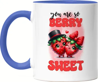 Produktbild von You Are So Berry Sweet Erdbeeren Paar Liebe Spruch Tasse Blau