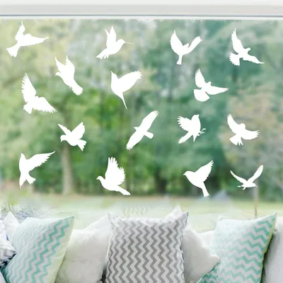 Produktbild von Vogelschutzsticker, 16 Stück, statisch haftend, transparent, für Glasdüren und Fenster