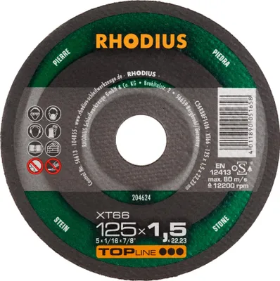 Produktbild von Rhodius Trennscheibe XT 66 125x1,5x22,23mm Stein Topline - 204624