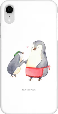 Produktbild von Mr. & Mrs. Panda Iphone XR Handyhülle Pinguin mit Kind - Weiß - Geschenk, Lieblingsmensch, Vorbild Mama, Muttertag, Premium Kunststoff, Pinguine, Handy Case
