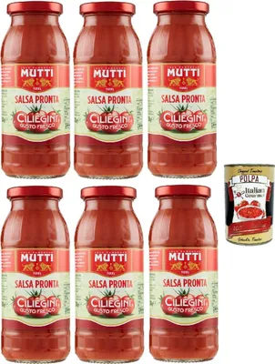 Produktbild von Mutti Salsa Pronta Ciliegini Gusto Fresco Fertige Soße Kirschtomate Italienische Tomate Glasflasche 6x 300g + Italian Gourmet polpa 400g