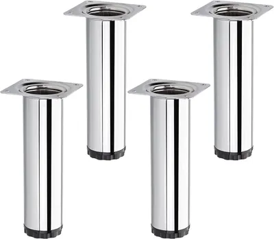Produktbild von 4 Stück Möbelfüße Bravo Höhe 150 mm (+ 10 mm) Ø 40 mm Chrom poliert höhenverstellbare Schrankfüße aus Stahl belastbar bis 50 kg pro Schrankfuß