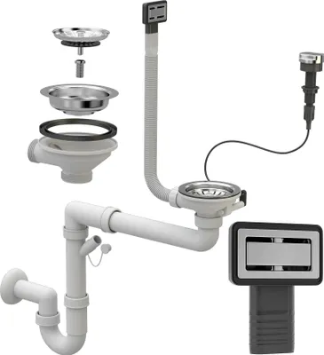 Zdjęcie produktu dla Prostokątny automatyczny syfon jednokomorowy chromowany