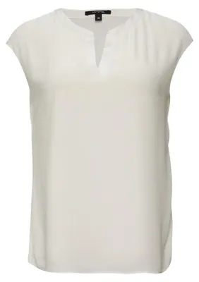 Produktbild von comma T-Shirt für Damen aus Jersey mit Satinblende, Farbe Weiß, Größe 34