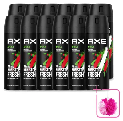 Productafbeelding van 12 x Axe Deodorant Bodyspray Africa - 150 ml - Voordeelverpakking - 12 stuks