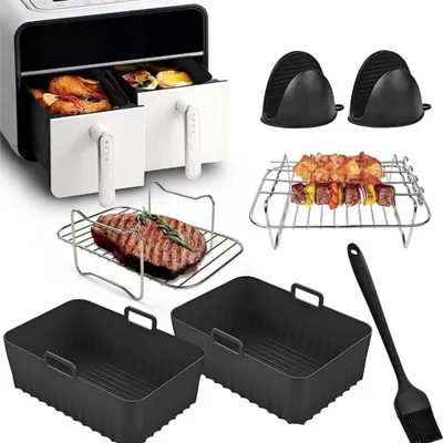 Produktbild von Airfryer Zubehör Dual Zone Silikonform Set für Ninja AF300EU AF400EU BPA-frei