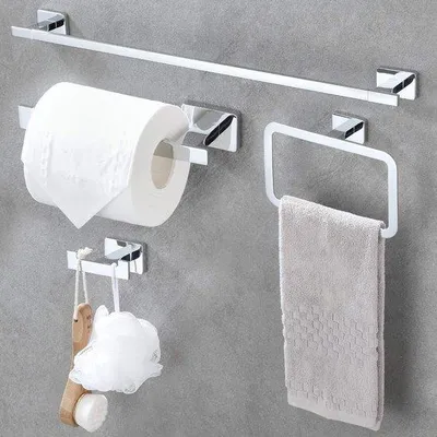 Produktbild von Famanu Badezimmer Hardware Set 4-teilig - Handtuchhalter, Toilettenpapierhalter, Handtuchring, Handtuchhaken