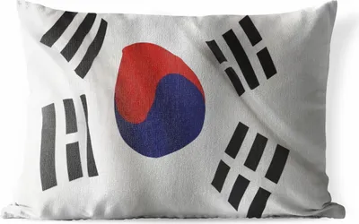 Produktbild von MuchoWow® Outdoor Kissen - Nahaufnahme der Flagge von Südkorea - 60x40 cm - Wetterfest - Lounge Kissen - Zierkissen - Kissen für Innenräume