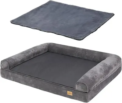 Produktbild von Hundebett XXXL Orthopädisches Hundesofa: 2 in 1 Hundecouch Abnehmbar Waschbar Hundekorb für Grosse Hunde, Ergonomisches Hundematratze Grau 135x100x12 cm