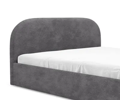 Immagine prodotto di GUTTO Letto imbottito MOON grigio 200x200 Rete a doghe in legno Letto di alta qualità in morbido tessuto Bouclé con contenitore e vano portaoggetti