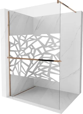 Immagine prodotto di Mexen Kioto+ pannello della doccia con mensola Walk-in 90 x 200 cm, motivo bianco, oro rosa - 800-090-121-60-85