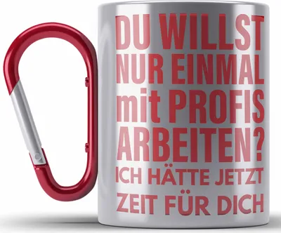 Produktbild von Trendation - Lustige BüroEdelstahl Tasse Karabiner Spruch Kollege Kollegin Nur Einmal Mit Profis Geschenkidee Karabiner Edelstahl Tasse Karabiner Edelstahl (Rot)