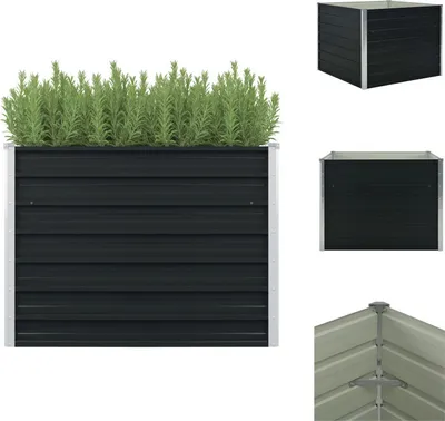 Obrázok produktu pre vidaXL Zvýšený záhon antracit 100 x 100 x 77 cm Pozinkovaná oceľ - Kvetináče a sadenice
