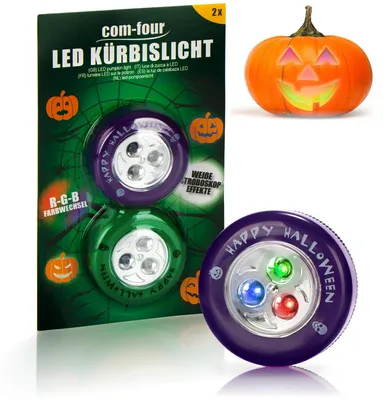 Obrázok produktu pre com-four® 2 LED svietidlá na tekvicu na Halloween – osvetlenie tekvice – fialová/zelená