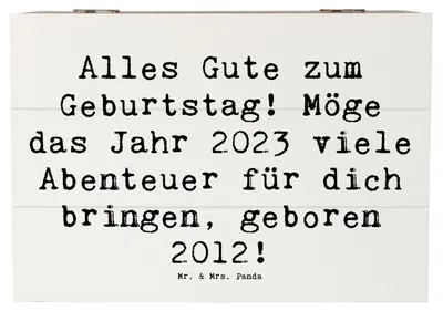 Produktbild von Mr. & Mrs. Panda Holzbox Spruch 2012 Geburtstag 22 x 15 cm - Weiß - Geschenk, Glückwunsch, Alles Gute zum, Happy Birthday, Holztruhe, fotobox, Geburtstagsfeier, Jahr, Box