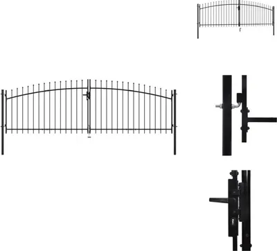 Zdjęcie produktu dla vidaXL Dwuskrzydłowa brama ogrodowa z grotami 400 x 150 cm - Bramy ogrodowe