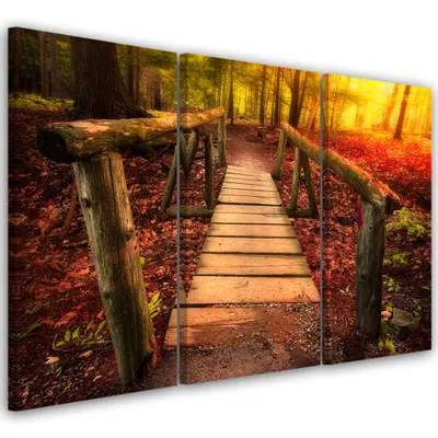 Produktbild von Triptychon auf leinwand landschaften - orange 60x40 cm Feeby orange wandbild bereit zum aufhängen