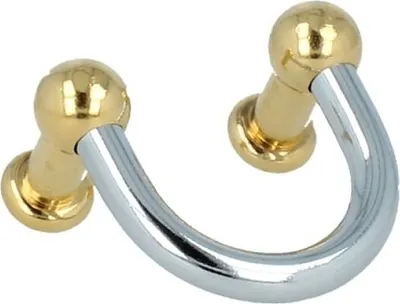 Produktbild von Möbelgriff Messing poliert / Chrom glänzend Lochabstand 32mm bicolor Schubladengriff