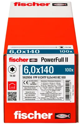 Productafbeelding van Holzschroef PowerFull II 6,0x140 ZK TX VG (100 stuks, volschroefdraad, verzinkt)