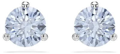 Produktbild von Swarovski Solitaire Ohrstecker, Rundschliff, Blau, Rhodiniert